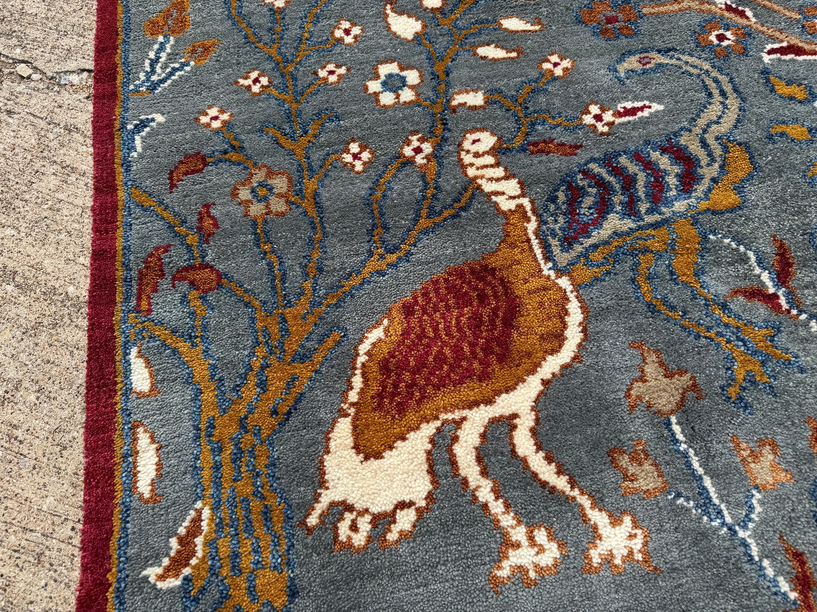 4×6 BLUE WOOL HANDMADE ORIENTAL RUG hand-woven oushak new tree of life animals