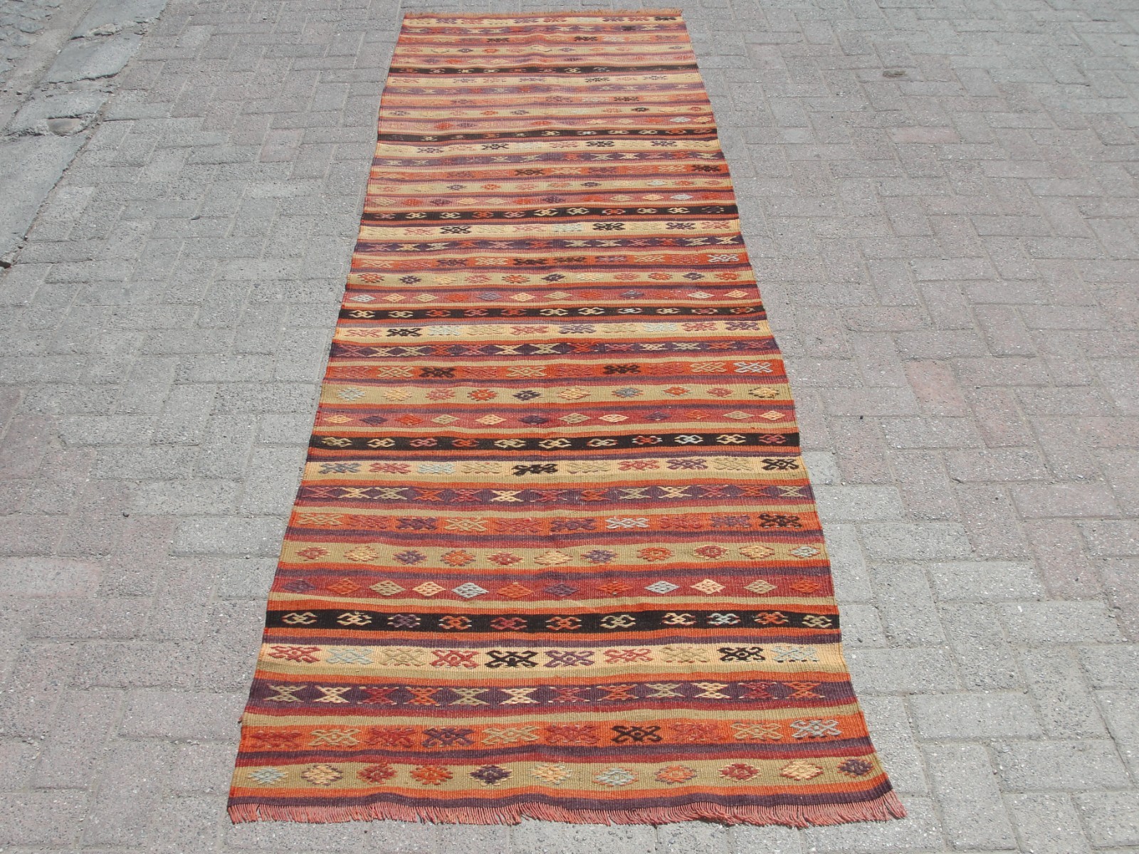 3×10 ft Kilim Kelim Handmade Runner Rugs Striped kilim rugs for hallway