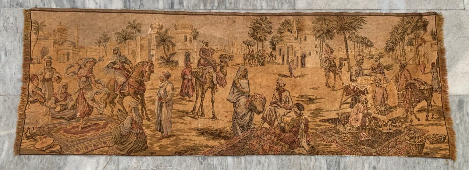 Antique Tapestry, French Tapestry Pictorial Hunting Tapestry Home Decor 2×5 ft