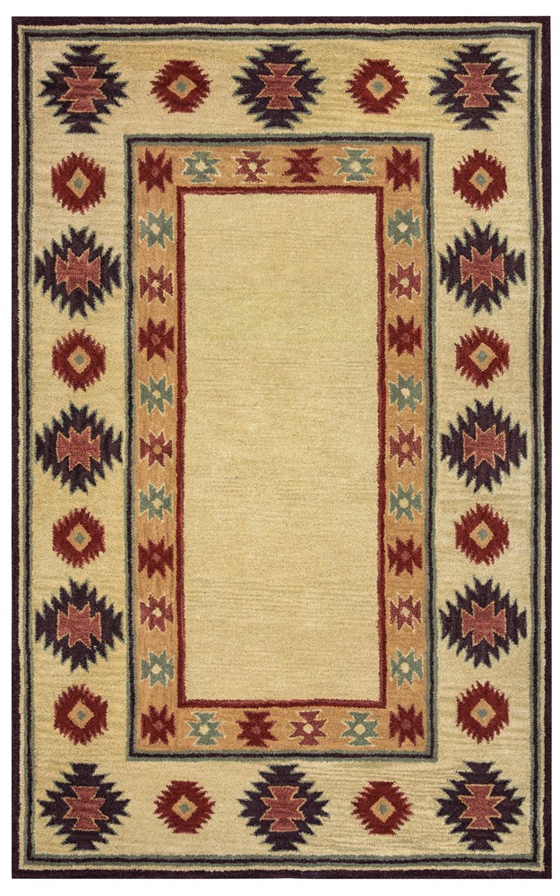 2×8 Rizzy Rugs Beige Bordered Jagged Prickly Runner SU2015 – Aprx 2′ 6″ x 8′