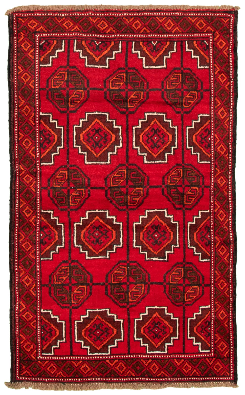Vintage Geometric Area Rug 3’7″ x 6’0″ Traditional Hand-Knotted Wool Carpet