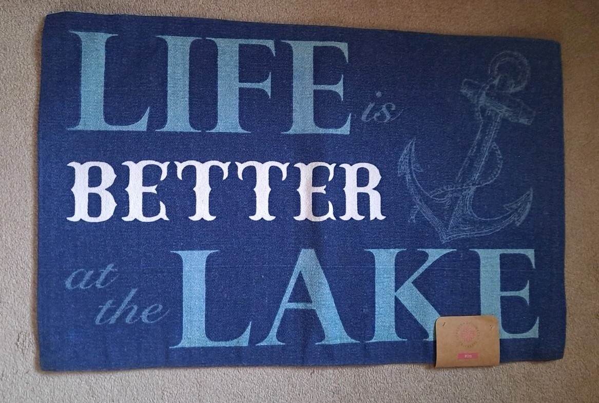 Life is Better at The Lake Boating Entrance Rug Indoor Outdoor 100% Cotton