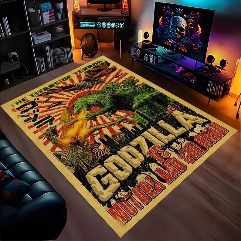 Godzilla l Area Rug Vintage Godzilla Gear Floor Mat Home Deco