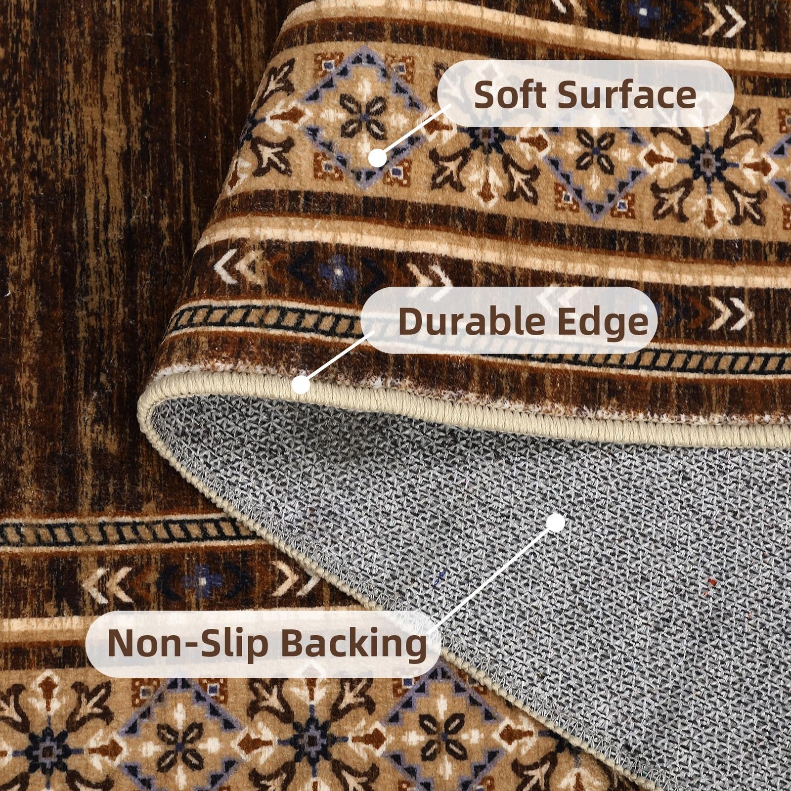 Modern Washable Runner Rug 2 x 6ft Non Slip Rugs Kitchen Mats Bedside Rug