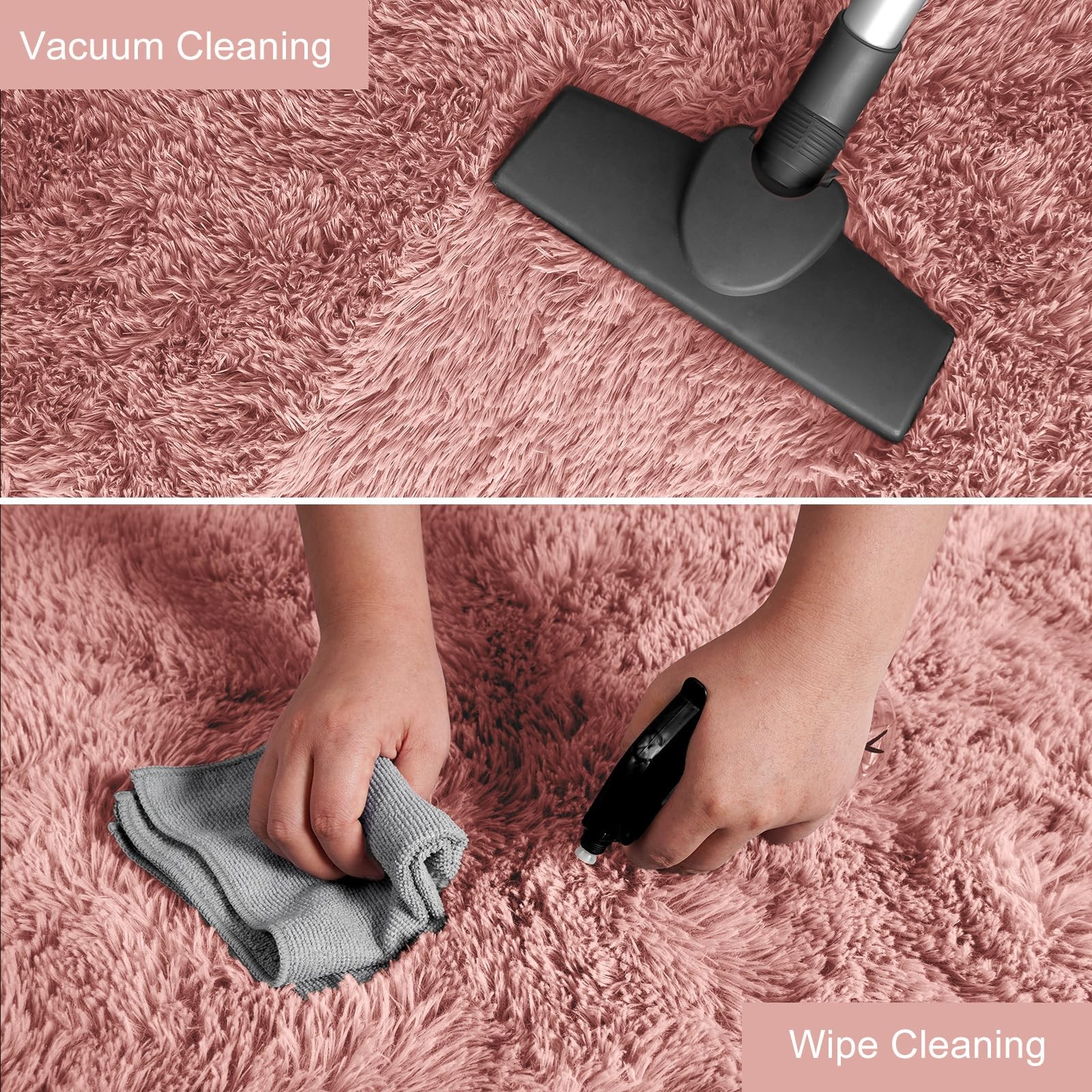 Fluffy Runner Rugs for Bedroom Living Room Soft Shag Rug 2×6 Feet, Dirt Pink …