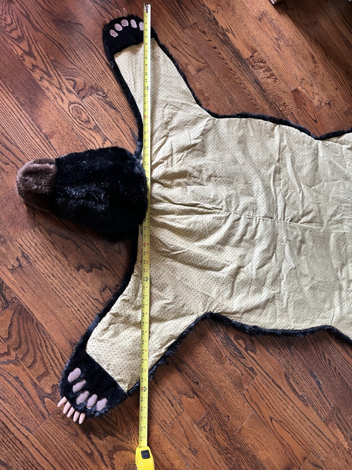 Black Bear Plush Area Rug Faux Fur 65″ x 52″ Large Kids Room Decor Claws Teeth