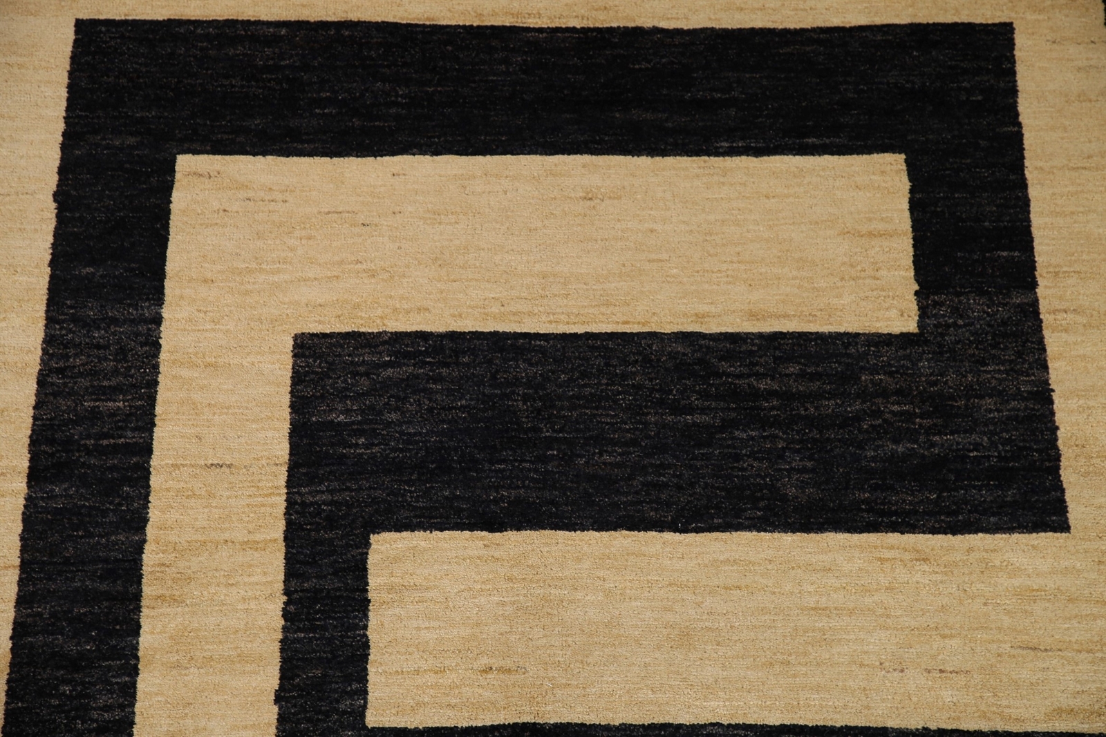 Black/ Gold Geometric Modern Gabbeh Oriental Area Rug 6×8 Hand-knotted Carpet