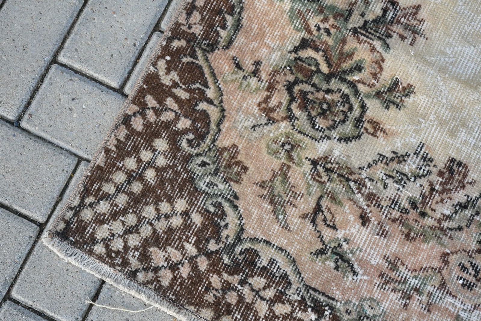 Turkish Rug, 3,8×6,6 ft Area Vintage Rug, Brown Pink Oriental Rug