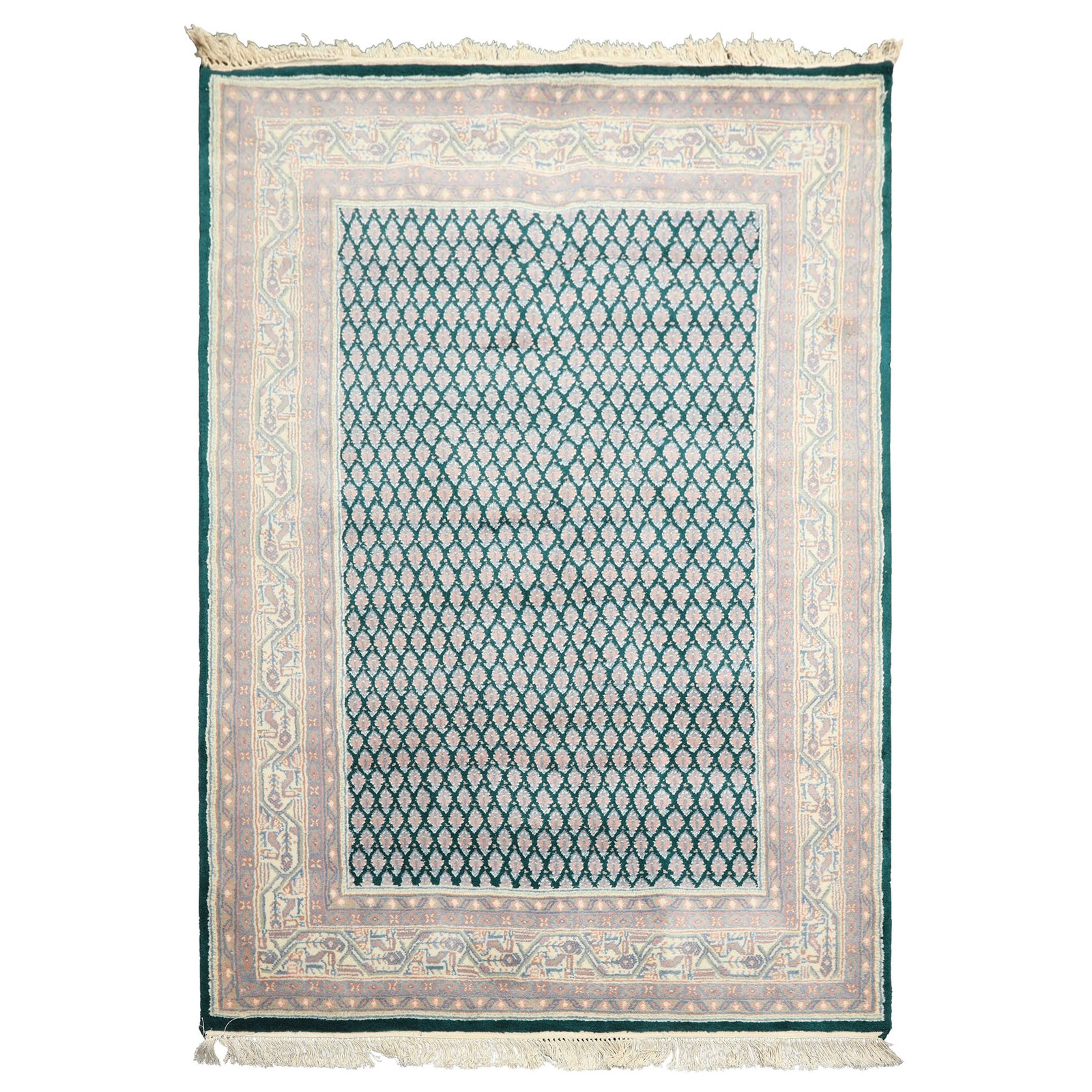 4×6 Hand Knotted Wool Emerald, Rose Boteh Traditional Paisley Rug