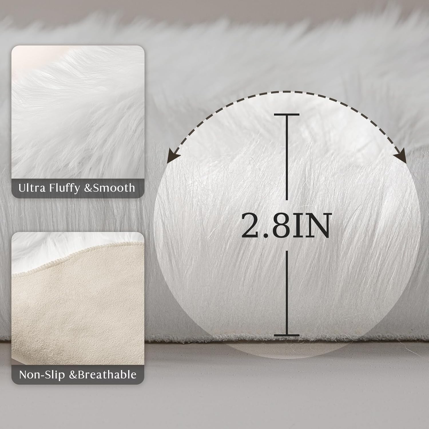 Ashler Fluffy Sheepskin Fur Rug – 2×3 Ft Soft Area Rug for Nursery & Bedroom