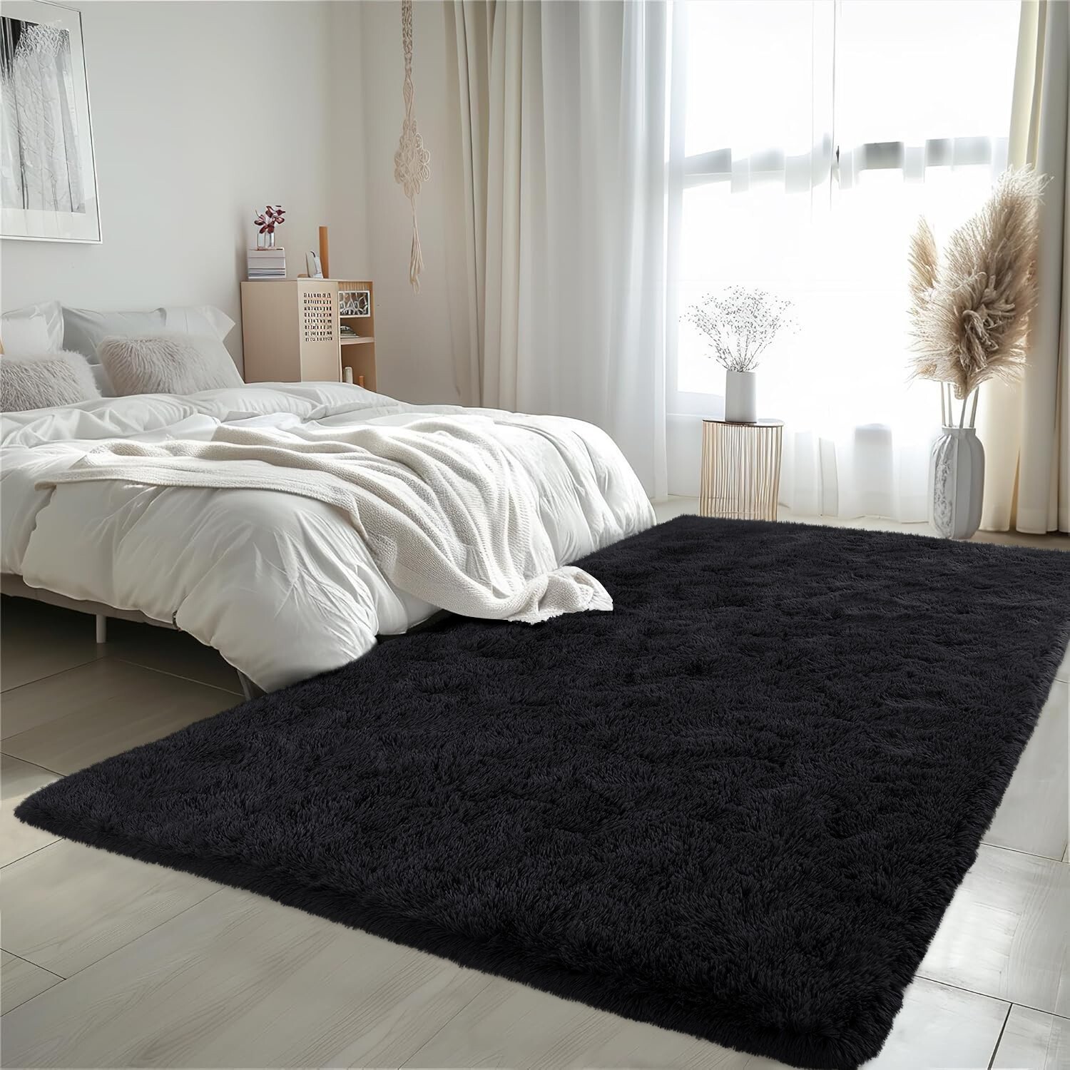 Modern Fluffy Area Rugs Non Slip Shaggy Floor Mat Carpet for Bedroom Living Room