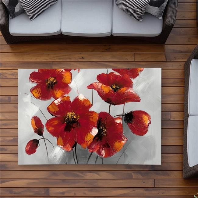 Begin Home Decor C1ROAR35ASVQQM 3 x 5 ft. Anemone Flowers Outdoor Area Rug – …