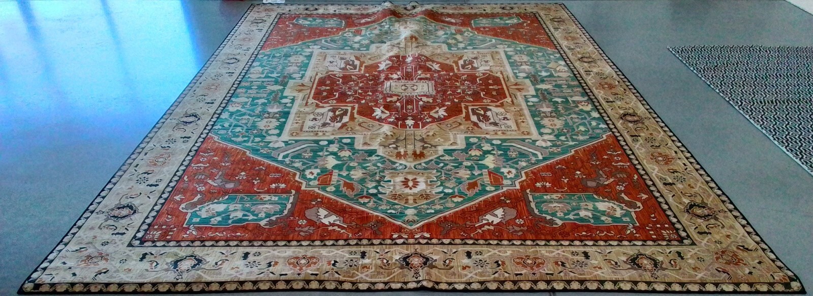 AQUA / RUST 9′-0″ x 12′-0″ Flaw in Rug, Reduced Price 1172769456 TSN150J-9