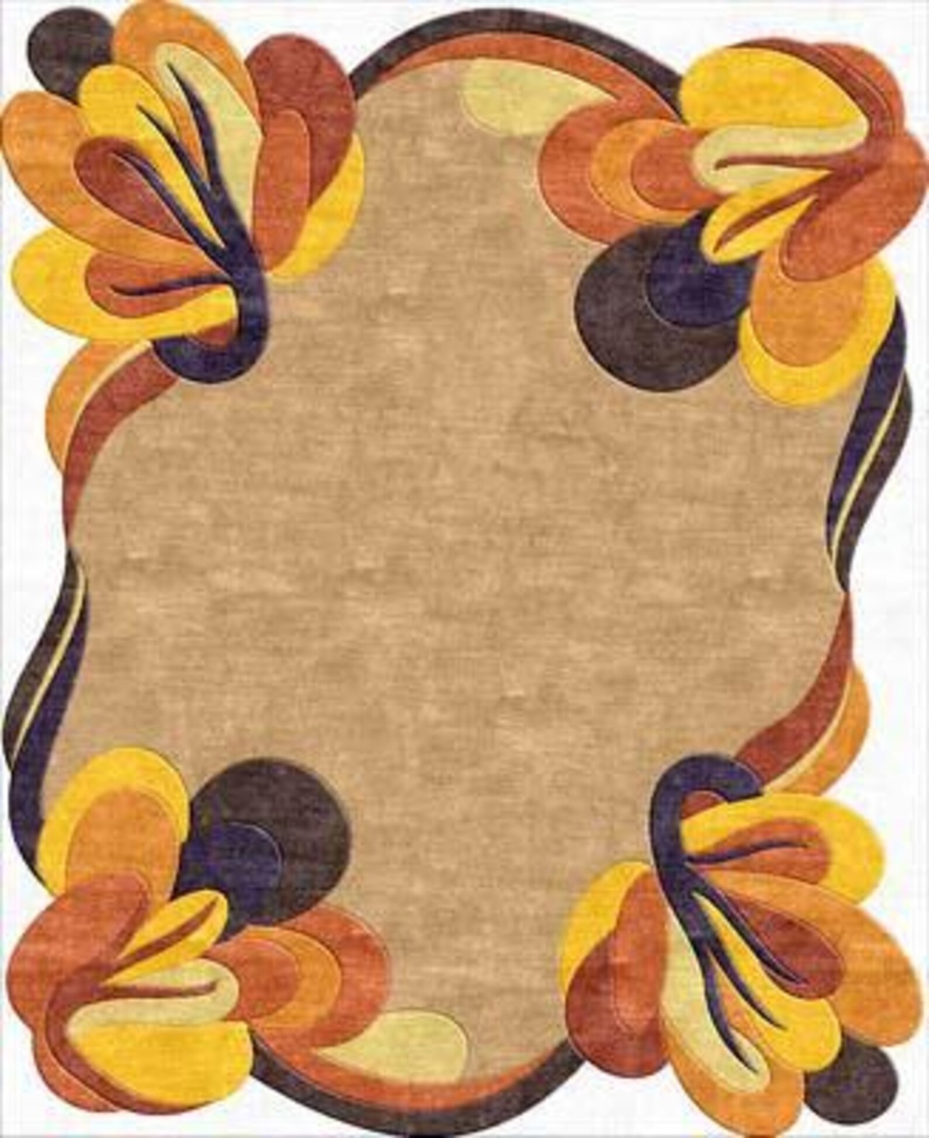 Artisan Hand Tufted Wool Rug 4×6 Retro Floral Carpet Custom Made Any Size Shape