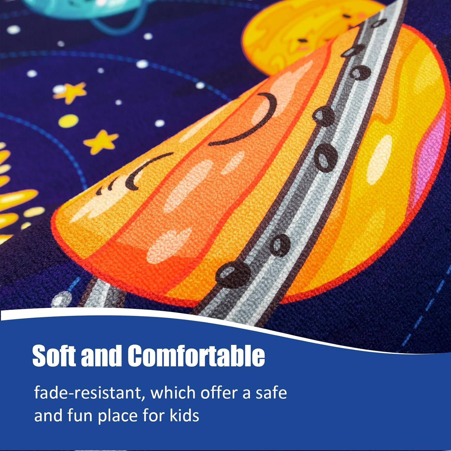 round Space Rug for Kids Room 40X40” Solar System Circle Rugs for Bedroom Kids