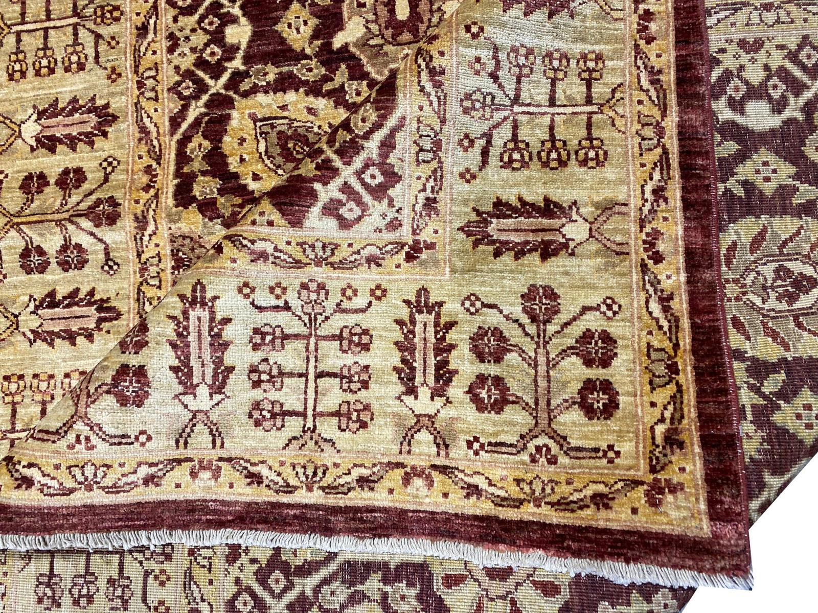 6×8 Quality Handmade Agra Rug BURGUNDY #PIX-6074