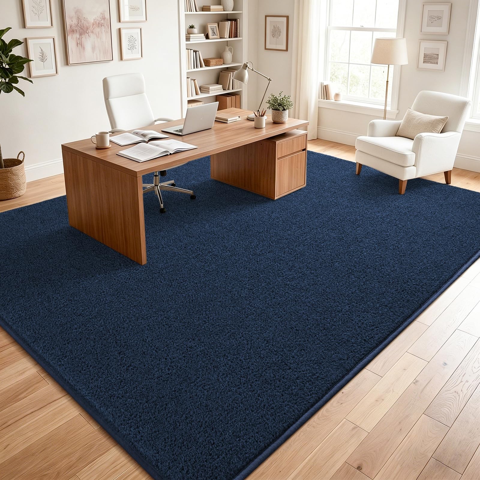 DweIke Modern Area Rugs for Living Room Bedroom, 4×6 Navy Blue Thickened Memory-