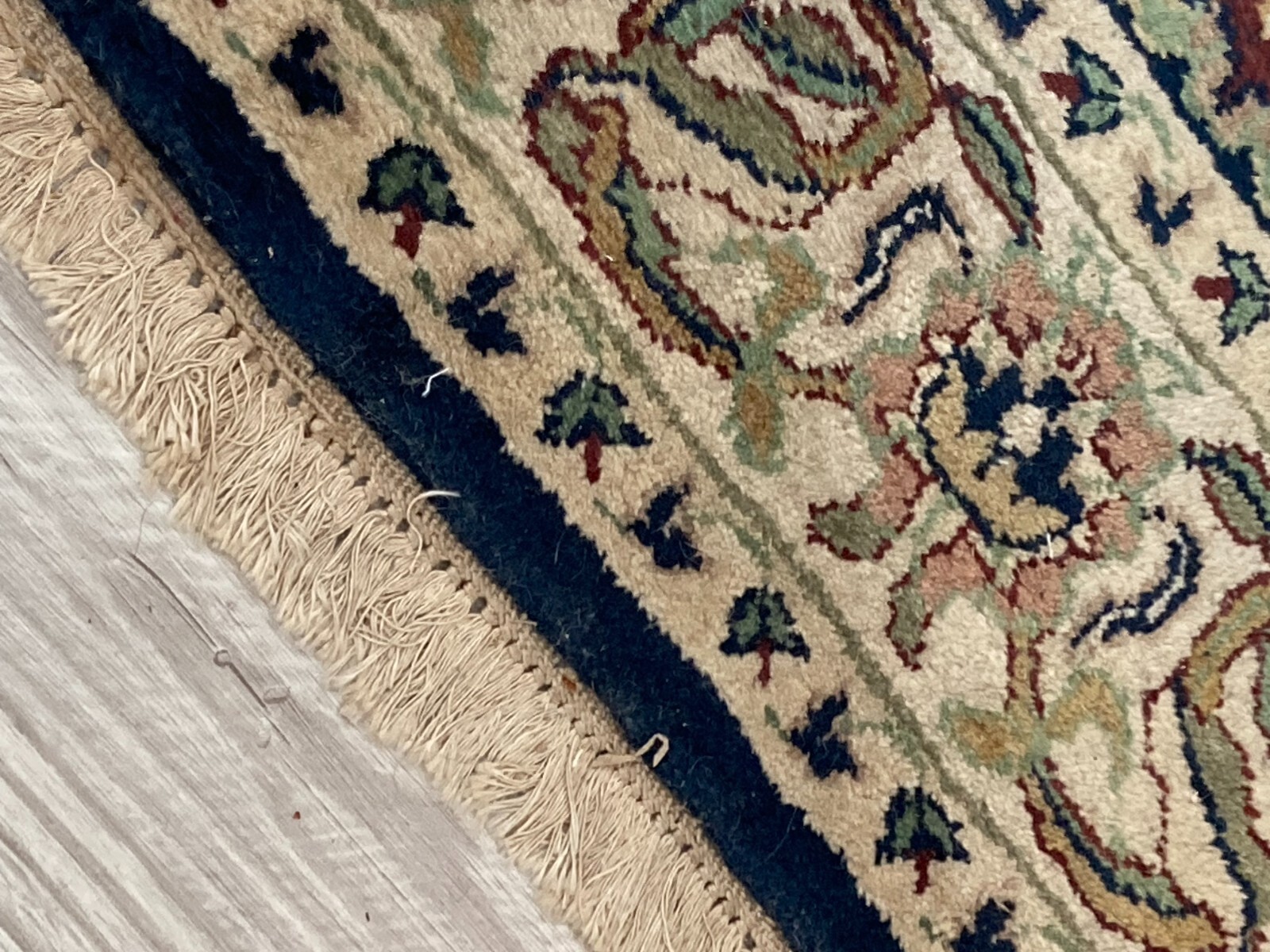 Hand Knotted Area Rug 4x6ft Blue Ivory Vintage Darshan Collection Dorset India