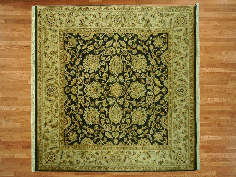 6 x 6 Square Hand Knotted Black Agra Oriental Rug G585