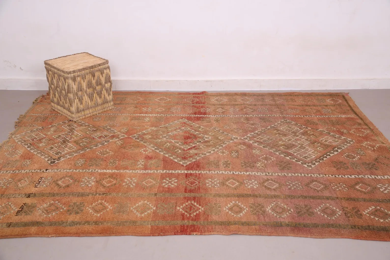 Vintage Moroccan rug Color Brown Bohemian Handmade Area Rug & Carpet.