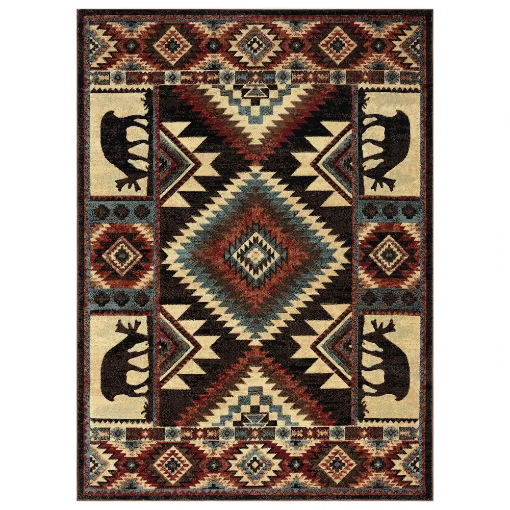 Southwestern Area Rug 5×7 Rustic Cabin Lodge Wildlife Country Farmhouse Living