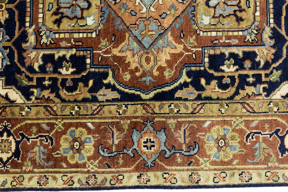 6X9 ft Farmhouse Boho Geometric Handmade Heriz Serapi Oriental Rug Wool Carpet