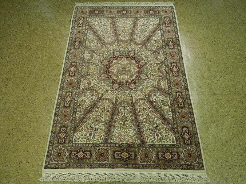 4×6′ Fine Quality Wool & Silk Handmade Rug Esfahaan DOM # PIX-17695