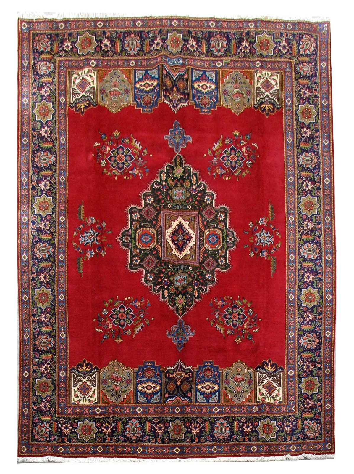 10′ x 13′ Red Open Field Shah Soleiman Perssiaan Tabreez Rug 80796