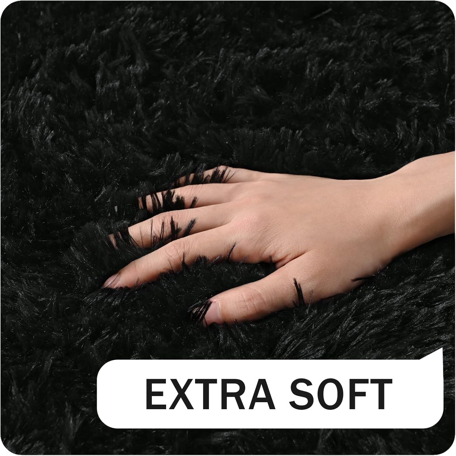 Luxurious Black Shag Rug 2′ x 4′ – Soft, Non-Slip Throw Rug for Living Room
