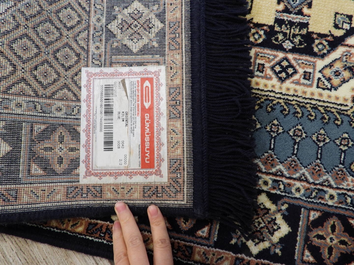 Blue Oriental Wool Machinemade Rug 80×150