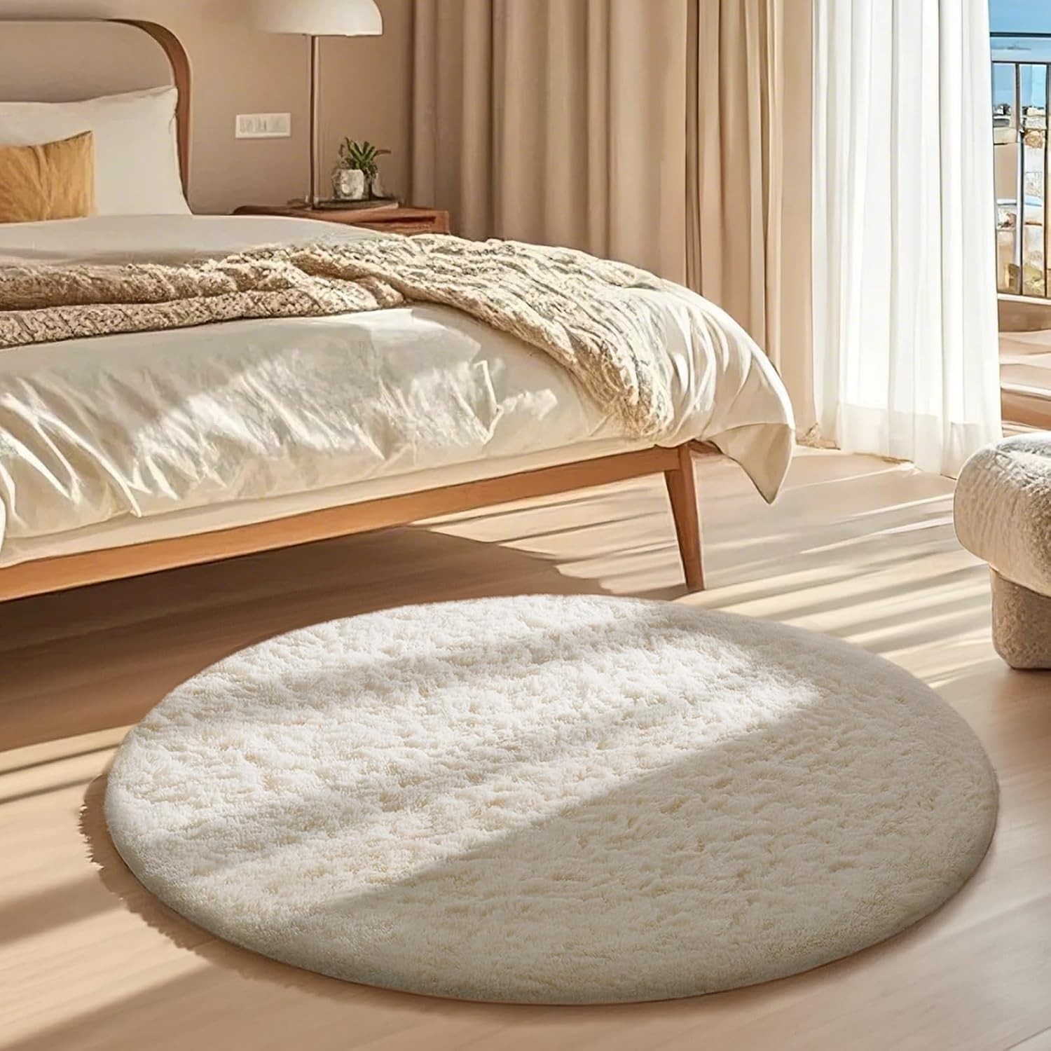 Elegant 3′ Ivory Circle Area Rug – Perfect for Nursery & Living Room Decor