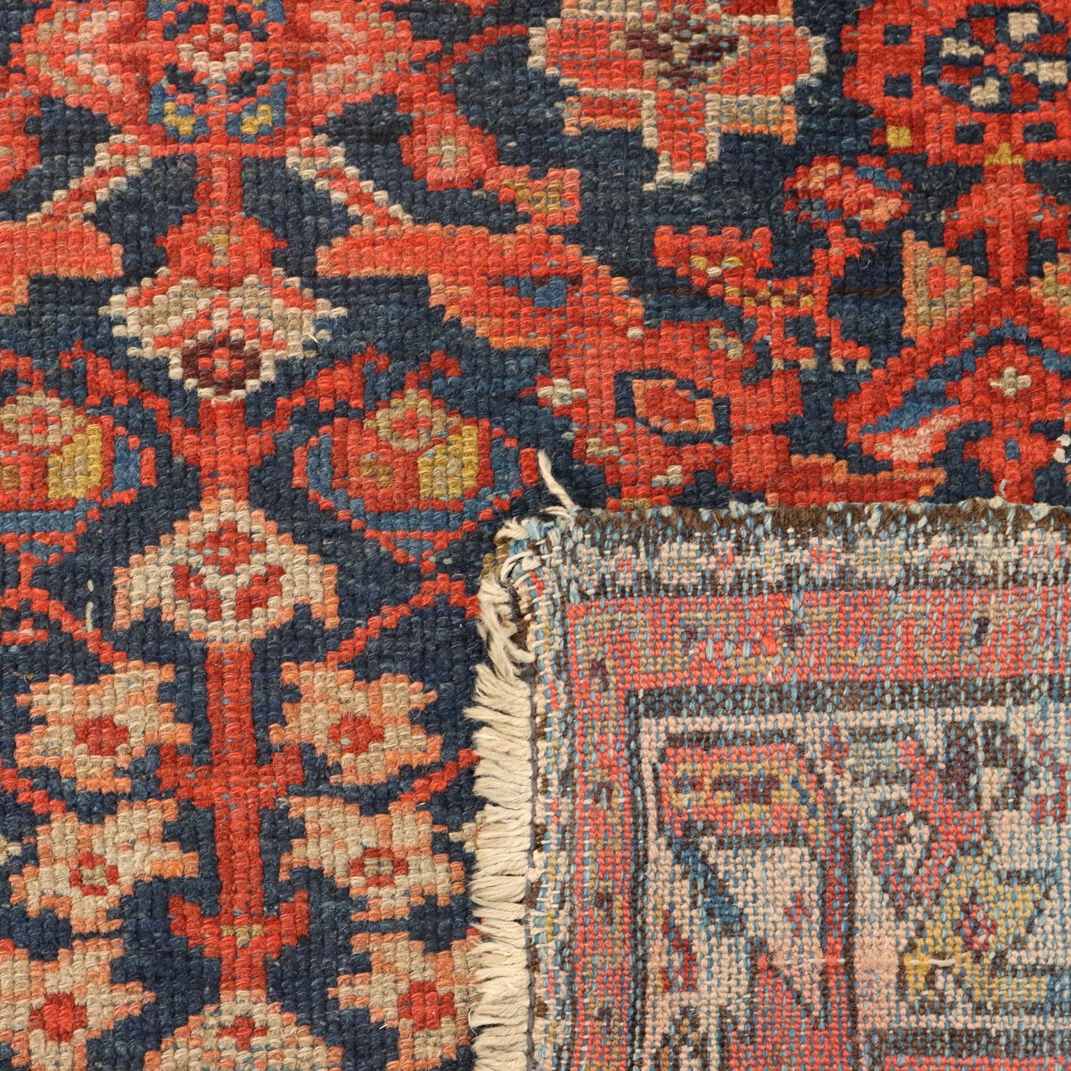 Antique Asian Carpet Cotton Wool Thin Knot 158 x 38 In