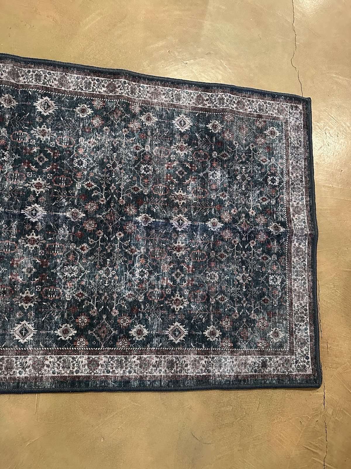 Washable Rug Adiva Lavinia ‘Antrasit’ Runner Dark Teal Blue Burgundy Red 2’6″X10