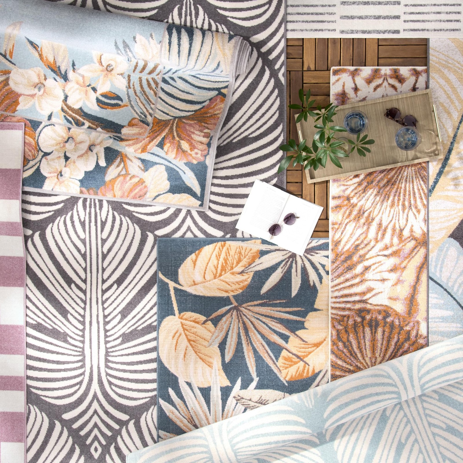 Tommy Bahama Abaco Tropical Foliage Indoor Outdoor Area Rug Leaf Coastal Design