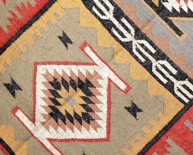 Handwoven Wool Jute Kilim Rug – Boho Area Rug, Rustic Living Room Carpet, Natura