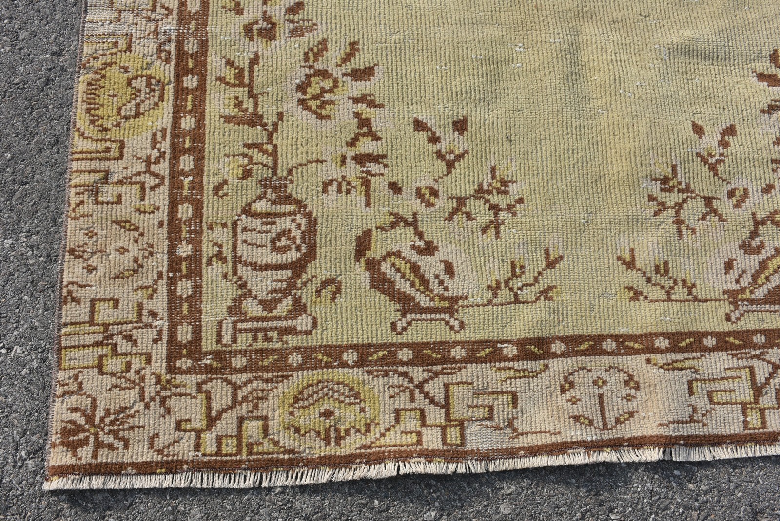 Turkish Vintage Large Rug 4,9×8,4 ft, Brown Oriental Rug Wool