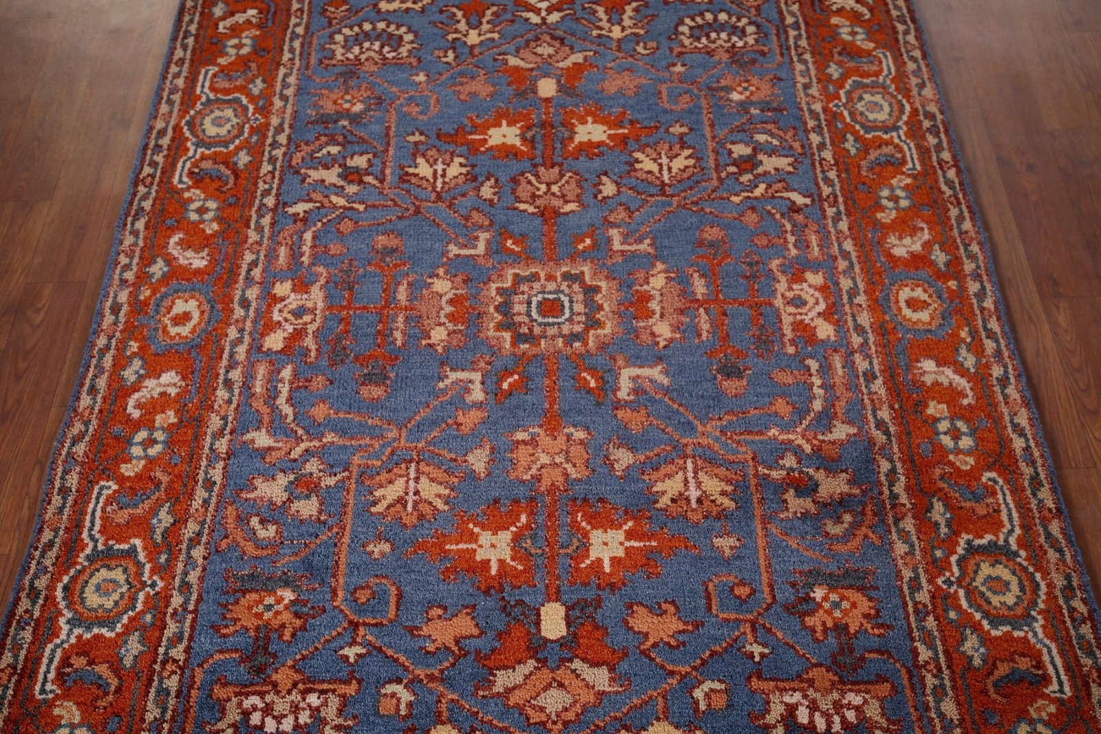 Handmade Blue Oushak Accent Rug 4×6 Classic Home Decor Oriental Wool Carpet