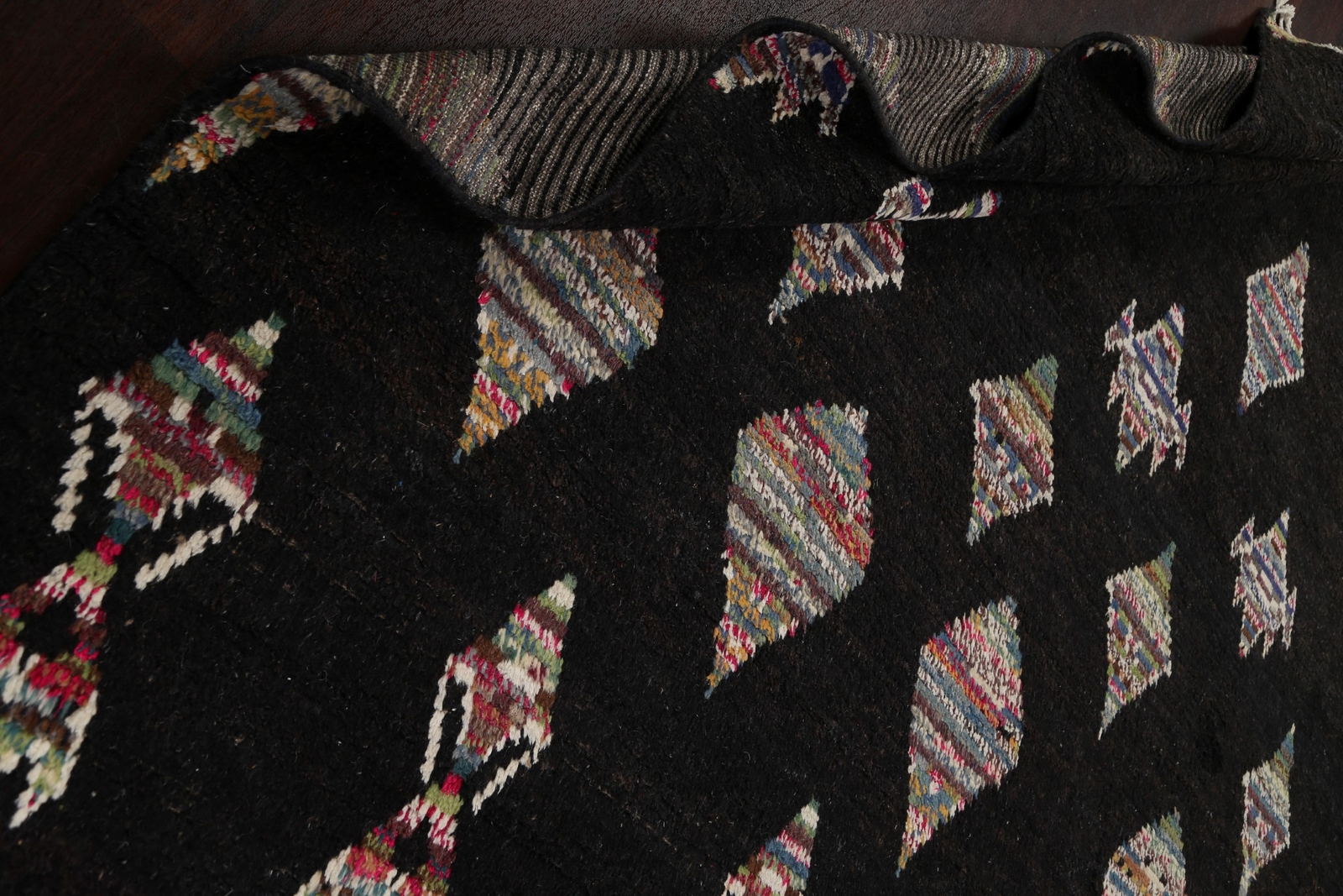 Black Authentic Moroccan Berber Oriental Area Rug Vegetable Dye Handmade 9×12 ft