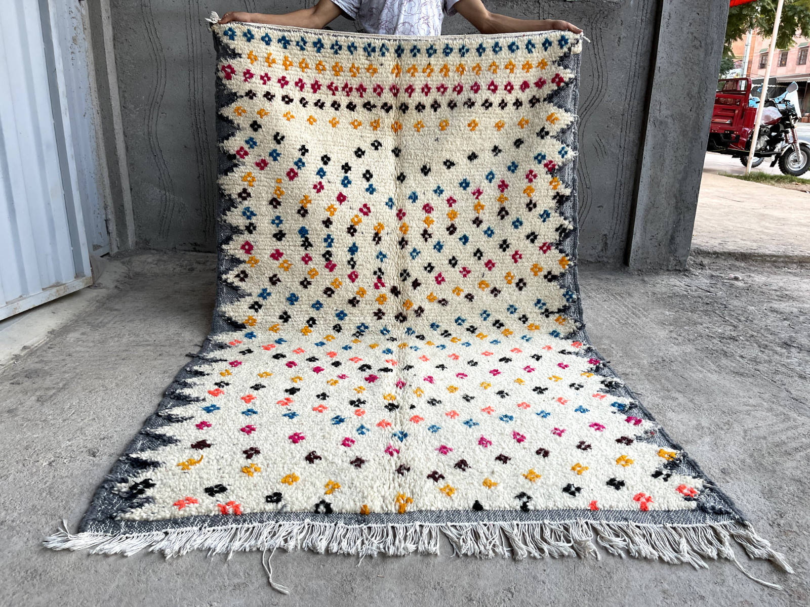 Handmade Wool Rug, Handmade Moroccan rug, Azilal Hand knotted Tribal rug