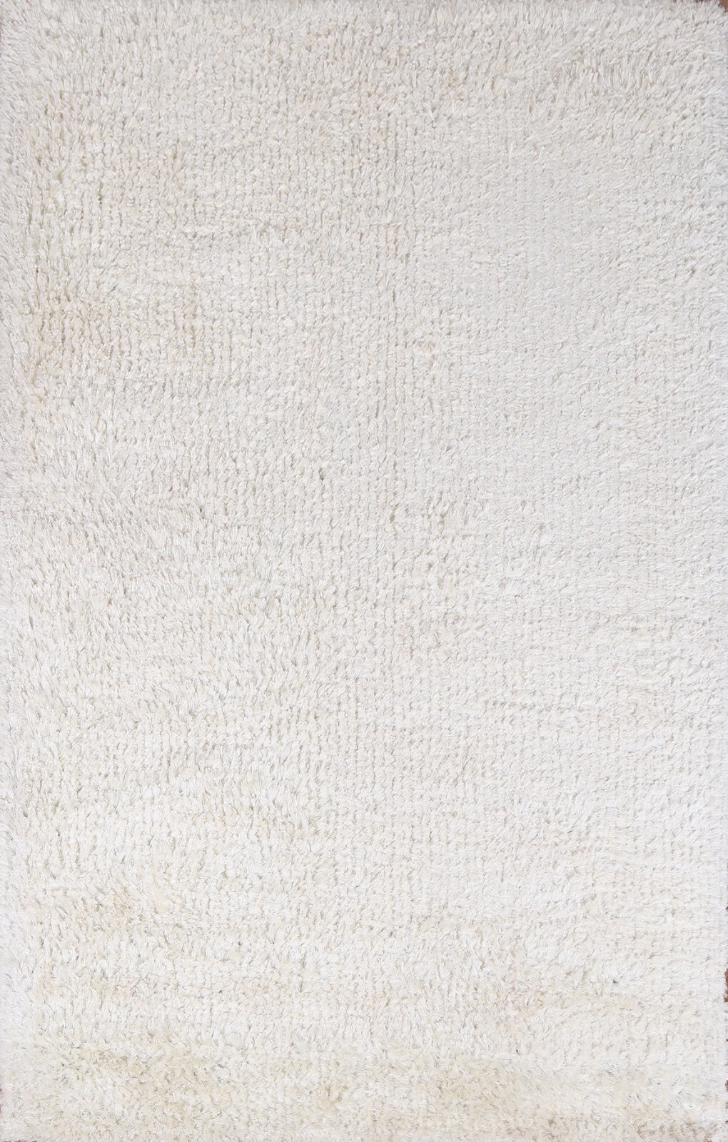 Thick Plush Ivory Solid Shaggy Oriental Area Rug 5’x8′ Hand-tufted Modern Carpet