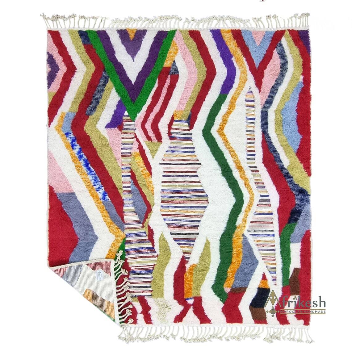 MADE TO ORDER – Moroccan Handmade Beni Ourain Rug Berber Wool Abstract Red Rug