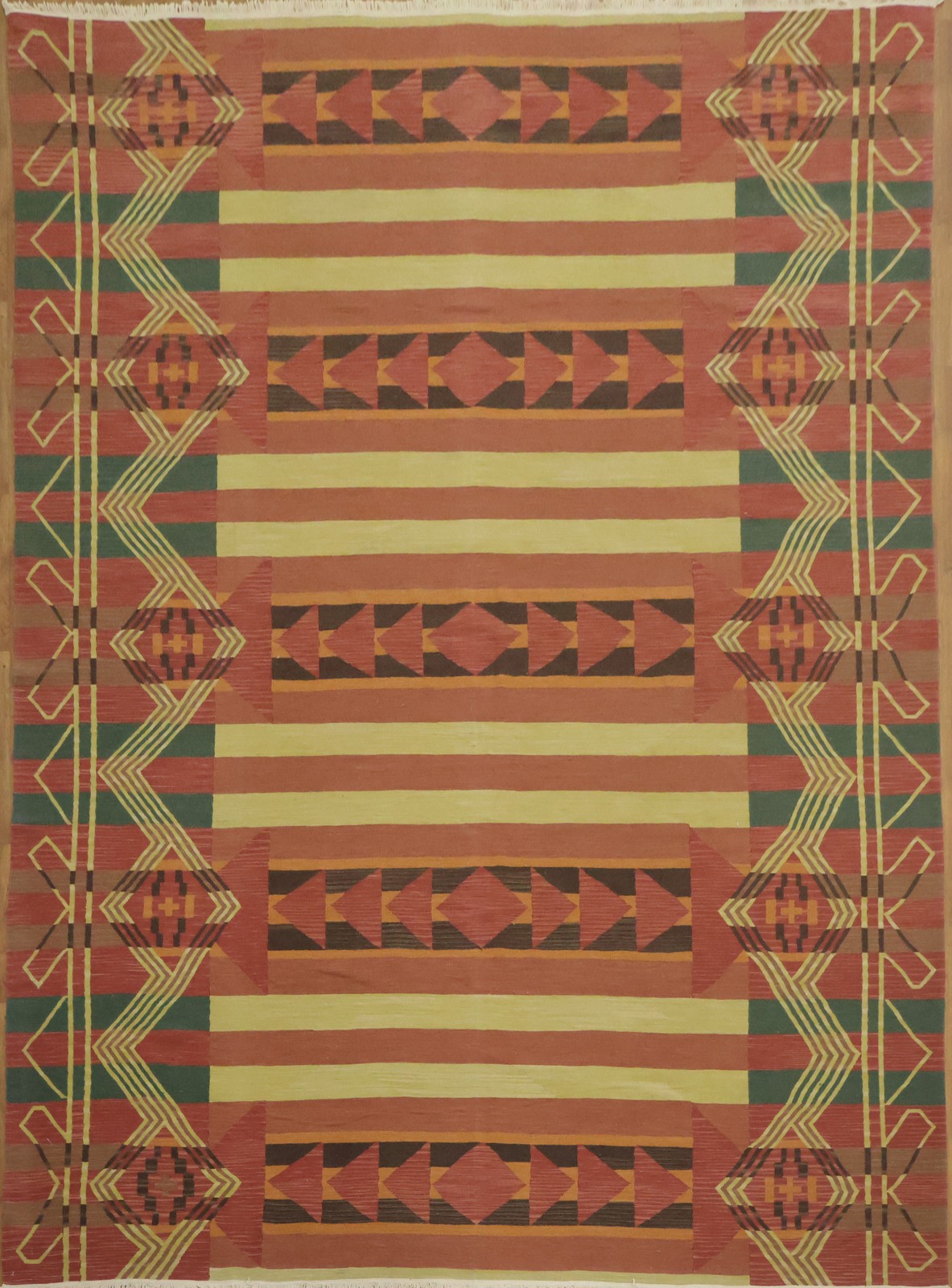 Artisan Crafted Oriental Kilim Area Rug 9×12 Flat-weave Room Size Reversible Rug
