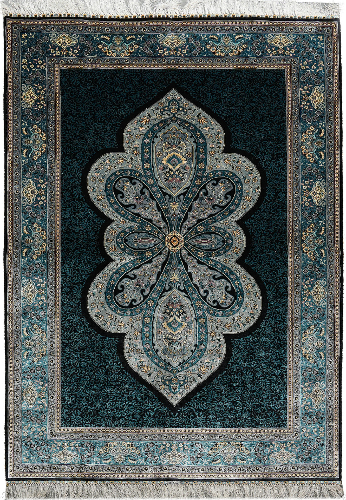 4 x 6 Hereke Pattern Bamboo Silk Carpet #PIX-59076