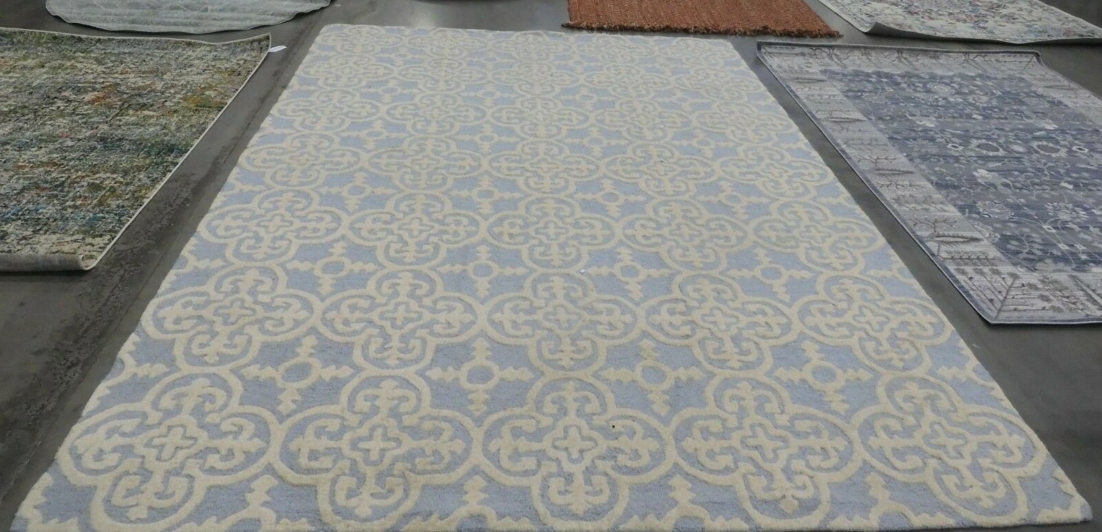 LIGHT BLUE / IVORY 9′ X 12′ Stained Rug Reduced Price 1172616787 CAM133A-9