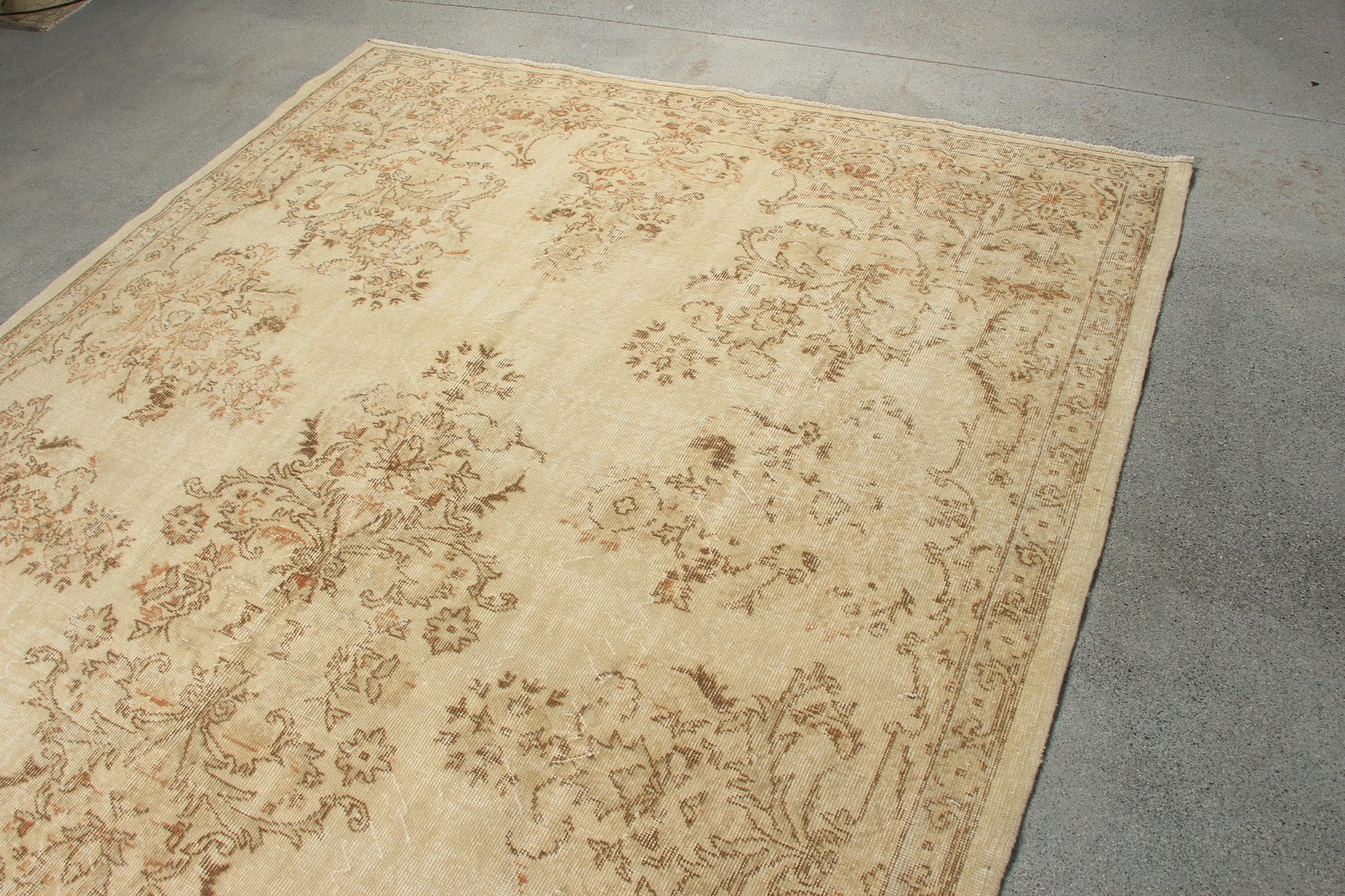 6,9×10,2 ft Rug, Vintage Rug, Turkish Brown Wool Southwestern Rug