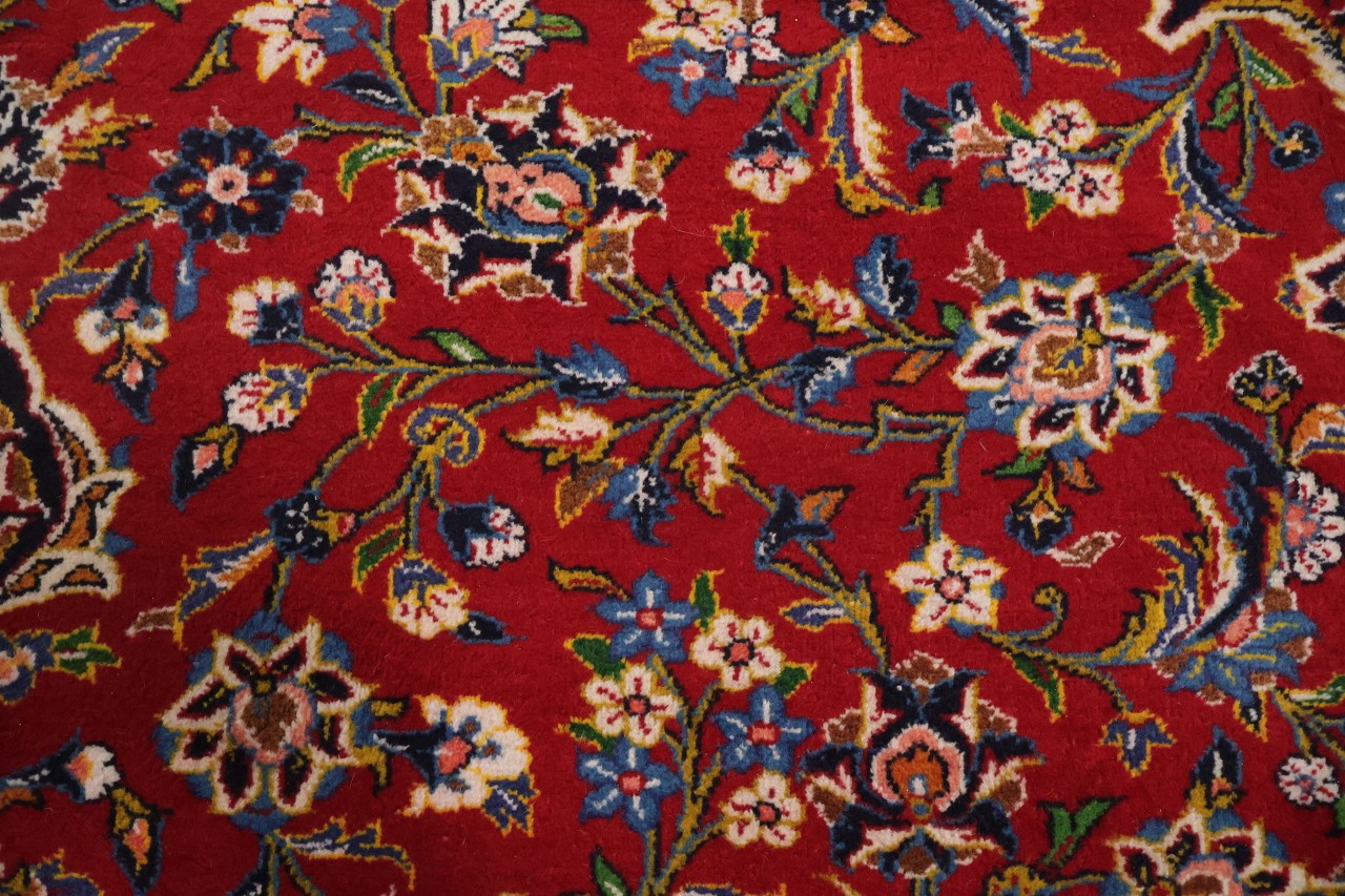 10×13 Traditional Medallion Hand-Knotted Wool Area Rug in Red & Blue Hues