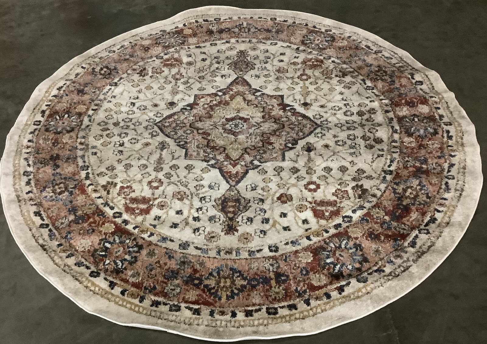 IVORY / RUST 6′-7″ X 6′-7″ Round Flaw in Rug Reduced Price 1172669347 BIJ652A-7R