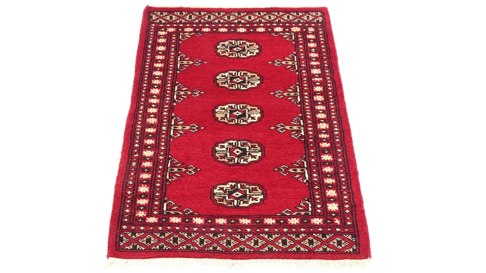 Pakistan Buchara Carpet 60X90 Hand-Knotted Red Geometric Oriental Short Pile