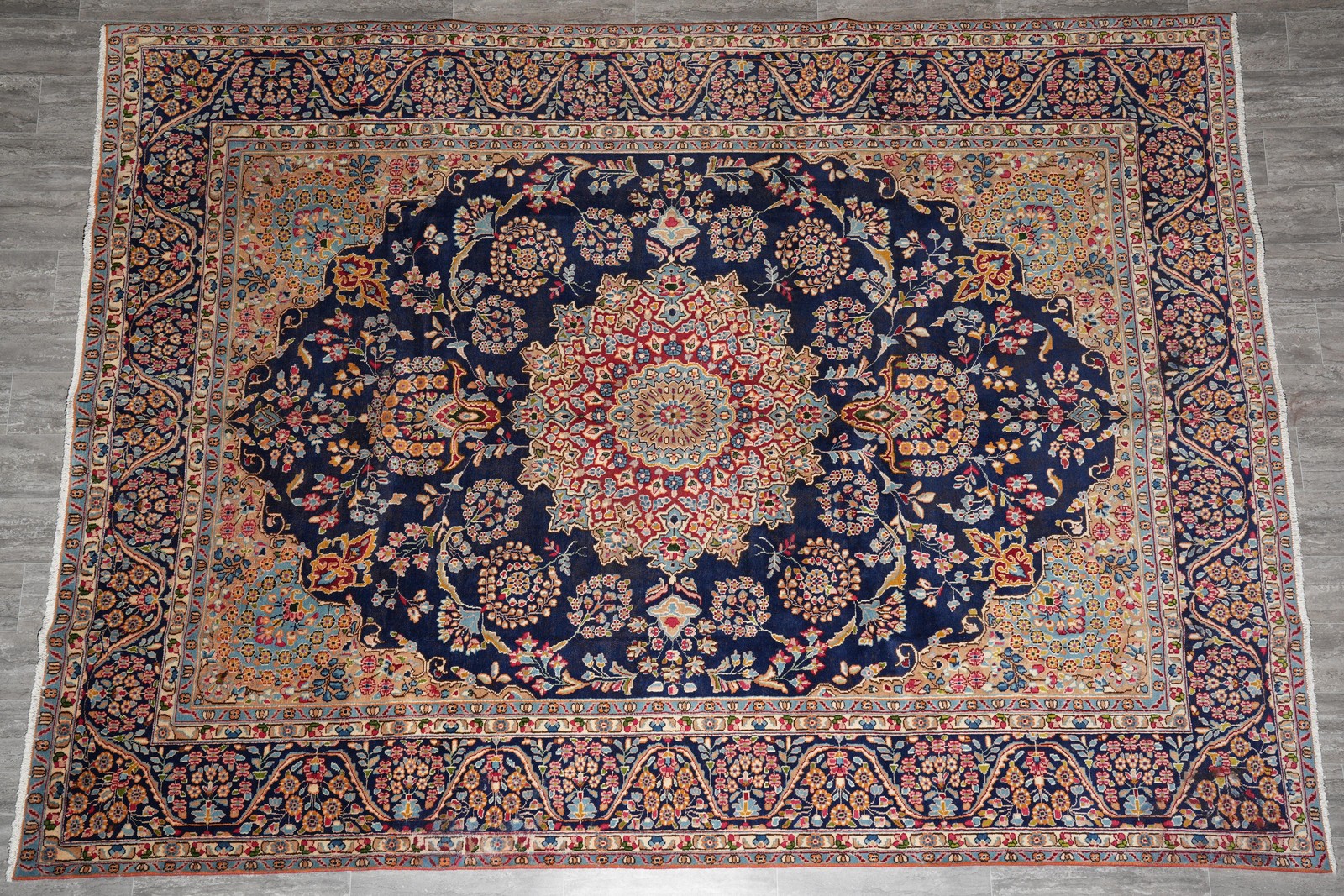 9 x 12 Perrsian Kermaan rug Dark Blue #F-4133