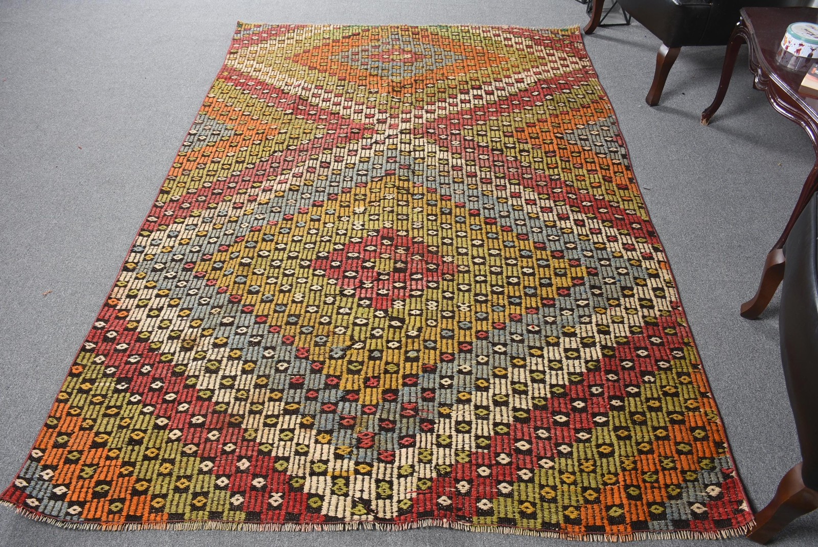 5,5×8,2 ft Kilim Turkish Rug, Red Moroccan Vintage Rug Wool